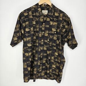 Classics Mens Medium 15 15 1/2 15.5 Vintage VTG Short Sleeve‎ Button Up Shirt